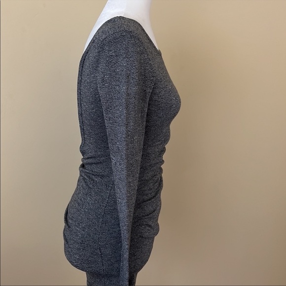 Charcoal gray bodycon dress with black color block back - Picture 7 of 9